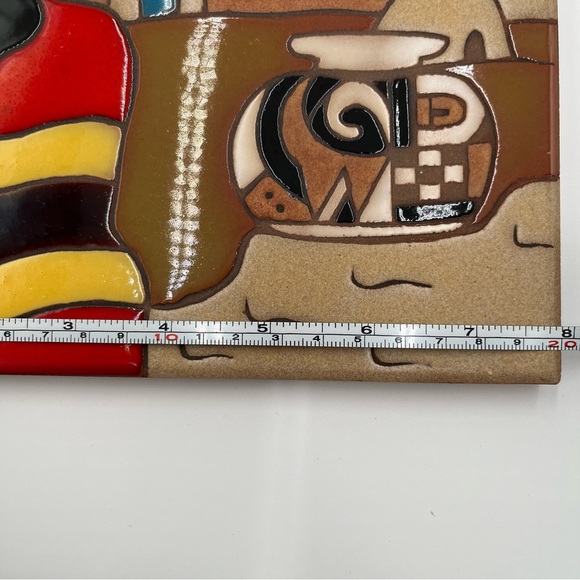 Mag Mor Studio Southwest Santa Fe Ceramic Art Tile Wall Decor Trivet 7 7/8 in - Picture 6 of 6
